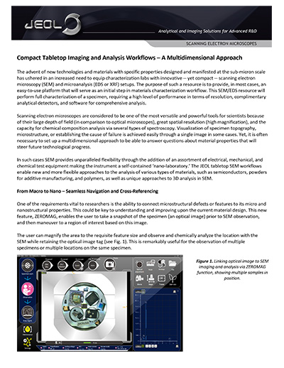 Compact Tabletop Imaging and Analysis Workflows – A Multidimensional Approach